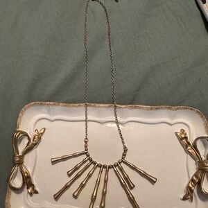 Gold-Tone Bamboo Pendant Necklace - Women Bags Accessory